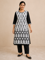 WHITE COTTON STRAIGHT LINE KURTA FOR CASUAL WEAR