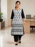 WHITE COTTON STRAIGHT LINE KURTA FOR CASUAL WEAR