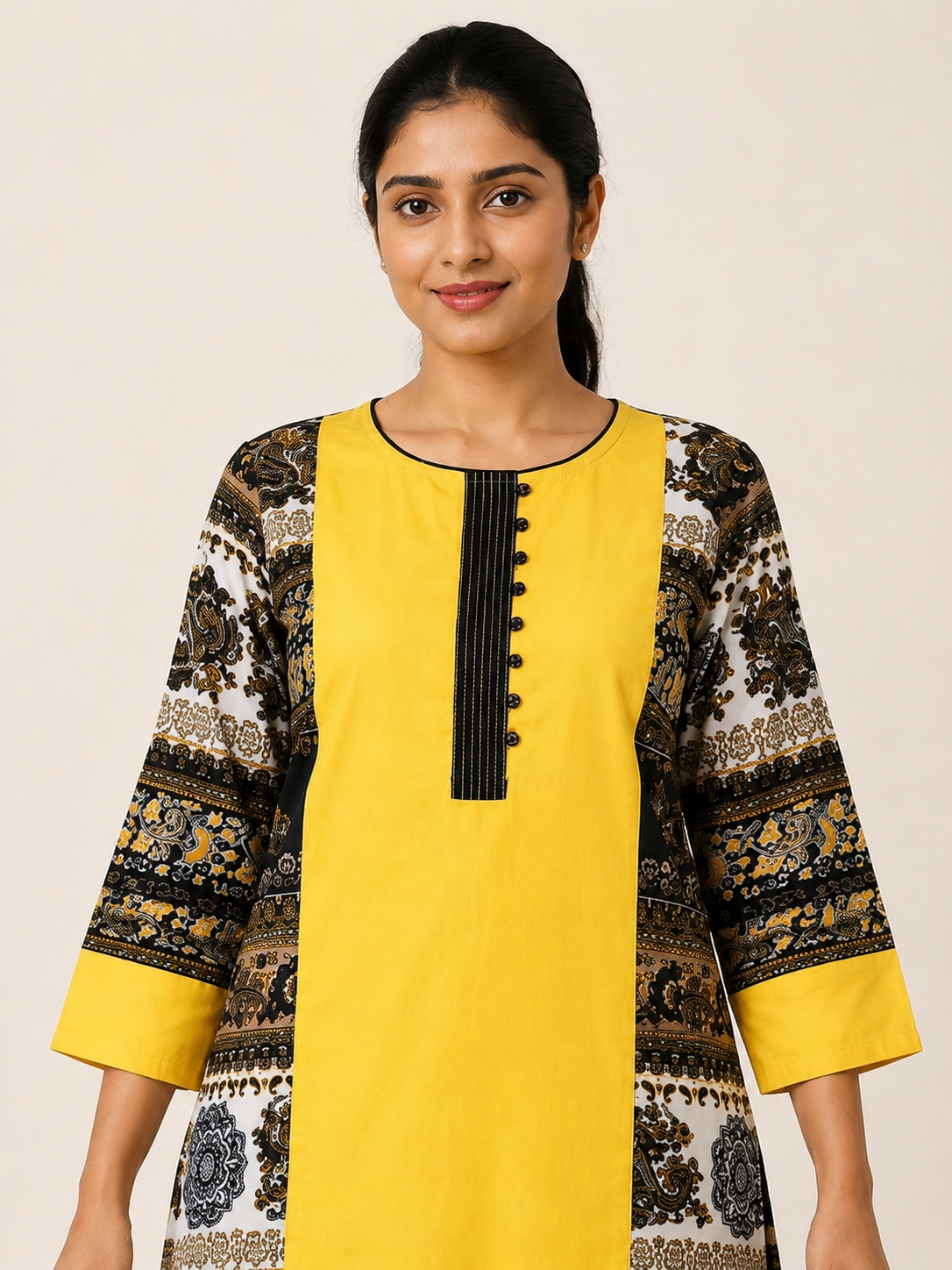 YELLOW COTTON STRAIGHTLINE KURTA FOR CASUAL WEAR