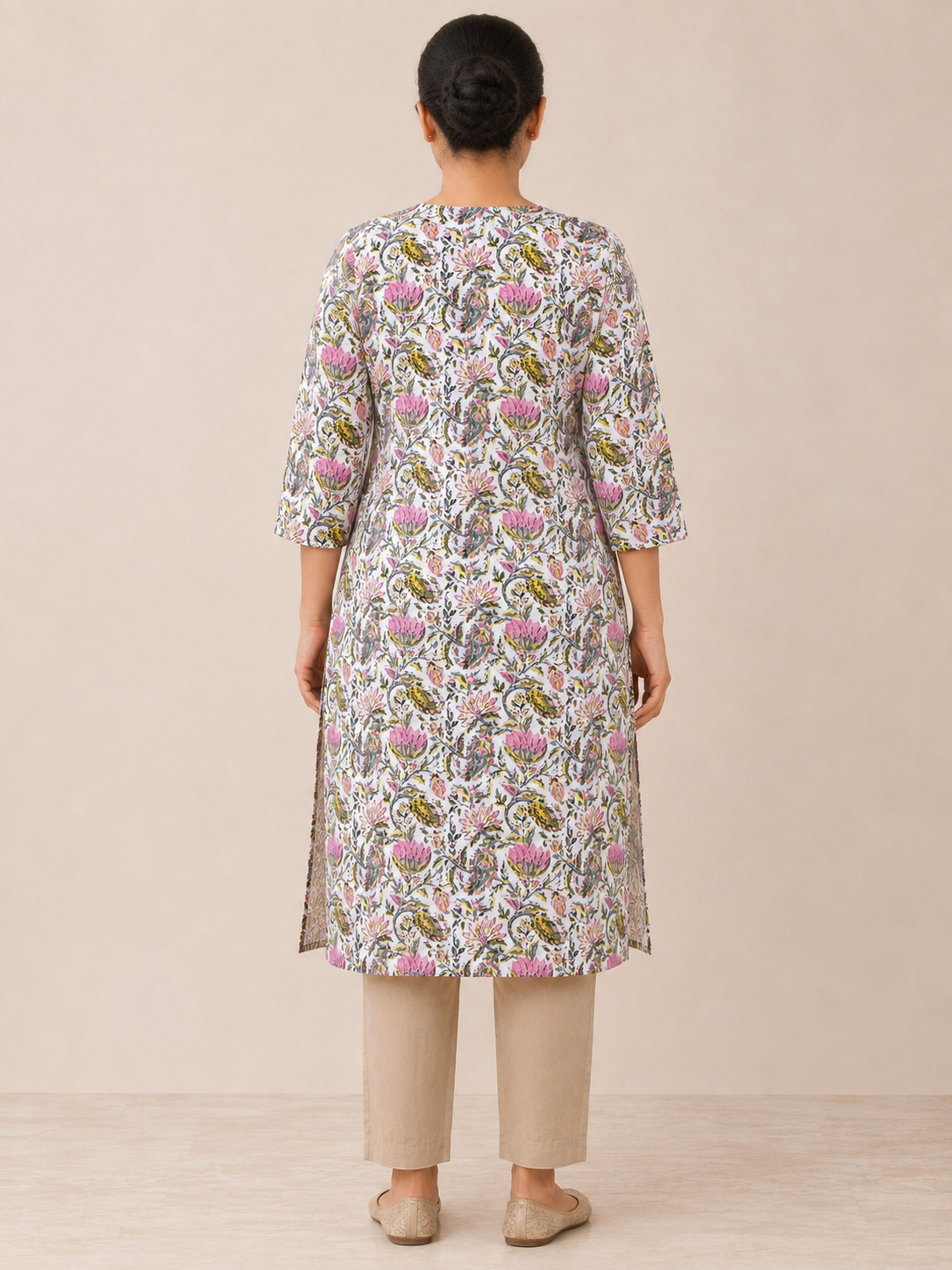 WHITE COTTON STRAIGHT LINE KURTA FOR CASUAL WEAR