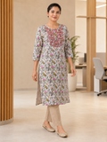 WHITE COTTON STRAIGHT LINE KURTA FOR CASUAL WEAR