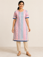 PINK COTTON STRAIGHT LINE KURTA FOR CASUAL WEAR