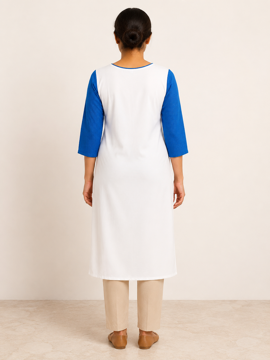 WHITE COTTON STRAIGHTLINE KURTA FOR CASUAL WEAR