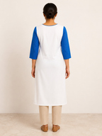 WHITE COTTON STRAIGHTLINE KURTA FOR CASUAL WEAR