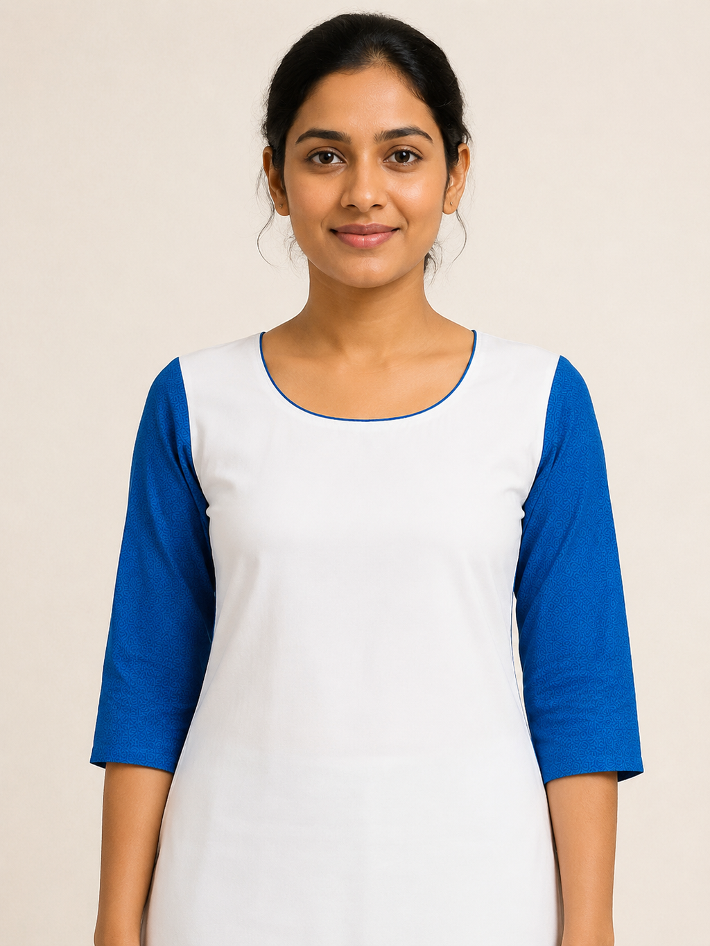 WHITE COTTON STRAIGHTLINE KURTA FOR CASUAL WEAR