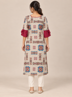 CREAM COTTON STRAIGHTLINE KURTA FOR WEAR