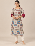 CREAM COTTON STRAIGHTLINE KURTA FOR WEAR