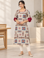 CREAM COTTON STRAIGHTLINE KURTA FOR WEAR