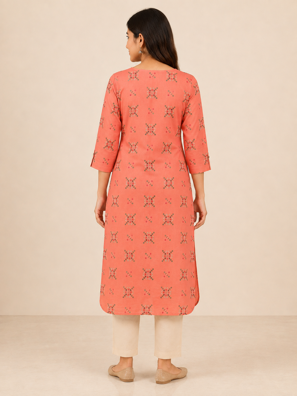 ORANGE COTTON STRAIGHTLINE KURTA FOR CASUAL WEAR