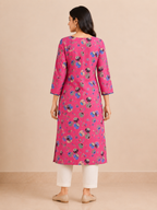 PINK COTTON STRAIGHTLINE KURTA FOR CASUAL WEAR