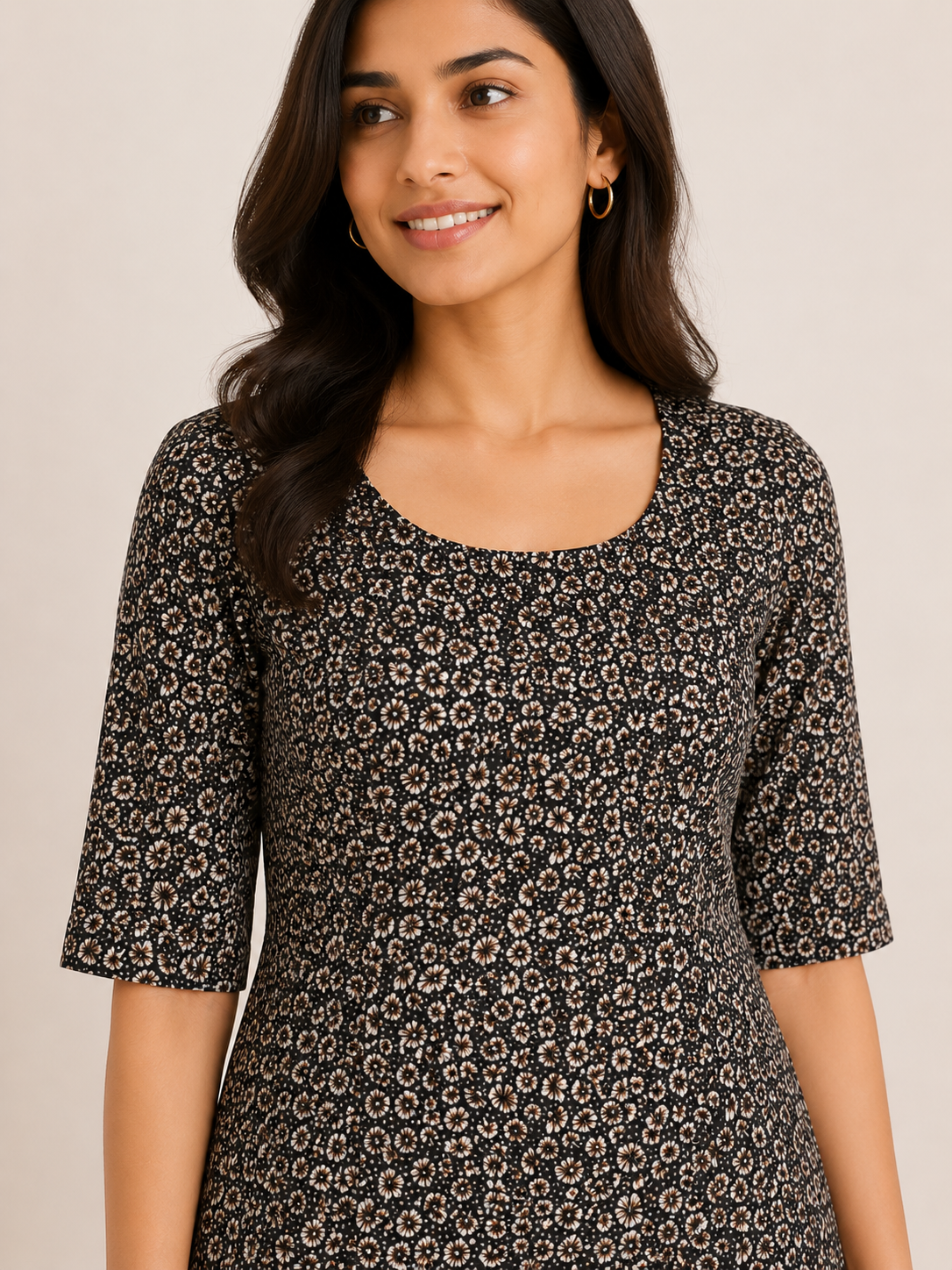 BLACK COTTON STRAIGHTLINE KURTA FOR CASUAL WEAR