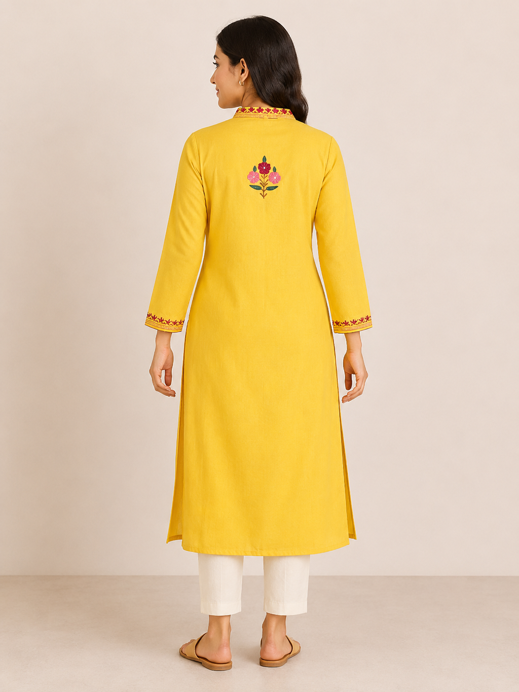 YELLOW COTTON STRAIGHTLINE KURTA FOR CASUAL WEAR