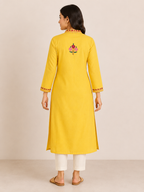 YELLOW COTTON STRAIGHTLINE KURTA FOR CASUAL WEAR
