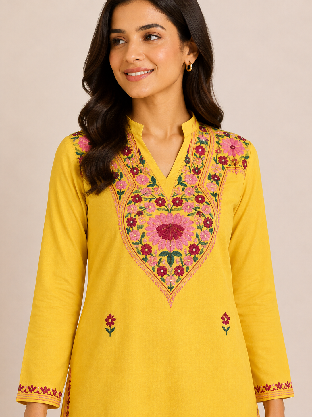 YELLOW COTTON STRAIGHTLINE KURTA FOR CASUAL WEAR