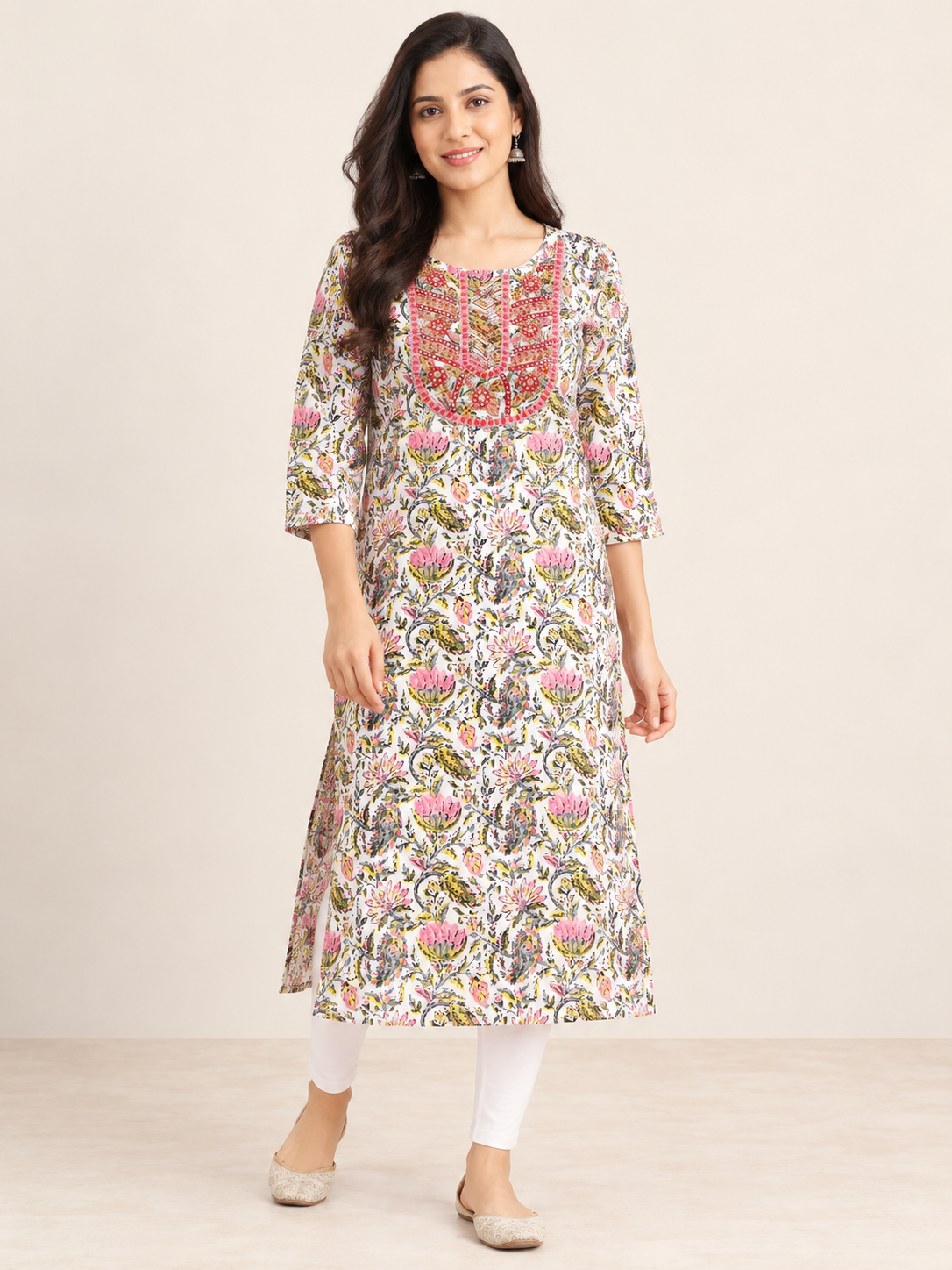 MULTI COLOR COTTON STRAIGHTLINE KURTA FOR CASUAL WEAR