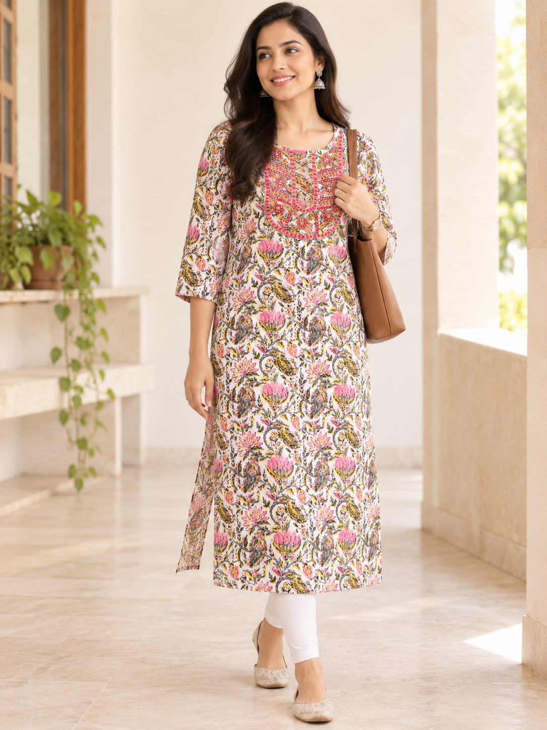 MULTI COLOR COTTON STRAIGHTLINE KURTA FOR CASUAL WEAR