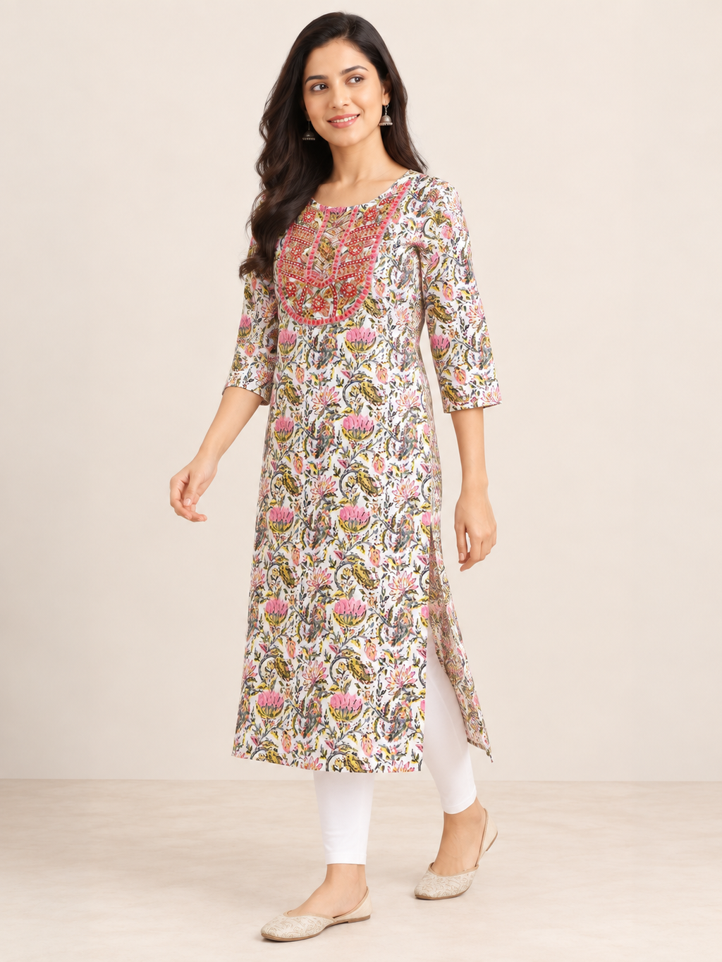MULTI COLOR COTTON STRAIGHTLINE KURTA FOR CASUAL WEAR