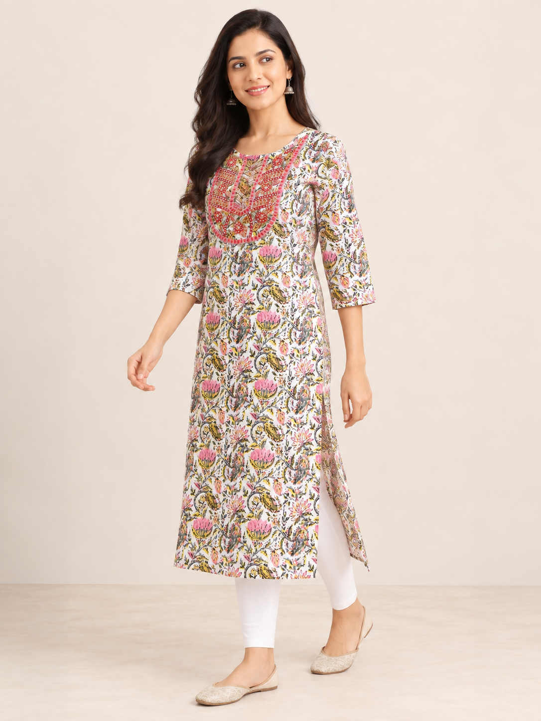 MULTI COLOR COTTON STRAIGHTLINE KURTA FOR CASUAL WEAR