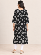 BLACK COTTON STRAIGHTLINE KURTA FOR CASUAL WEAR