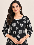 BLACK COTTON STRAIGHTLINE KURTA FOR CASUAL WEAR