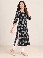 BLACK COTTON STRAIGHTLINE KURTA FOR CASUAL WEAR