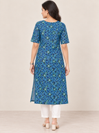 NAVY BLUE COTTON STRAIGHTLINE KURTA FOR CASUAL WEAR