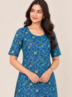 NAVY BLUE COTTON STRAIGHTLINE KURTA FOR CASUAL WEAR