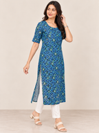 NAVY BLUE COTTON STRAIGHTLINE KURTA FOR CASUAL WEAR