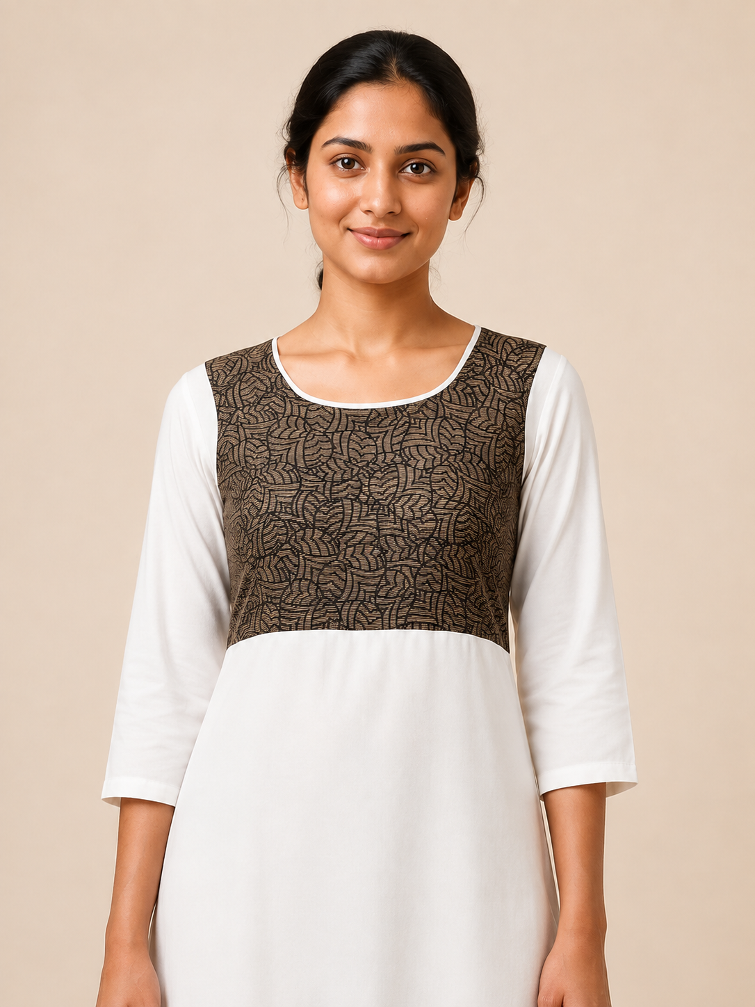WHITE NYLON STRAIGHT LINE KURTA FOR CASUAL WEAR