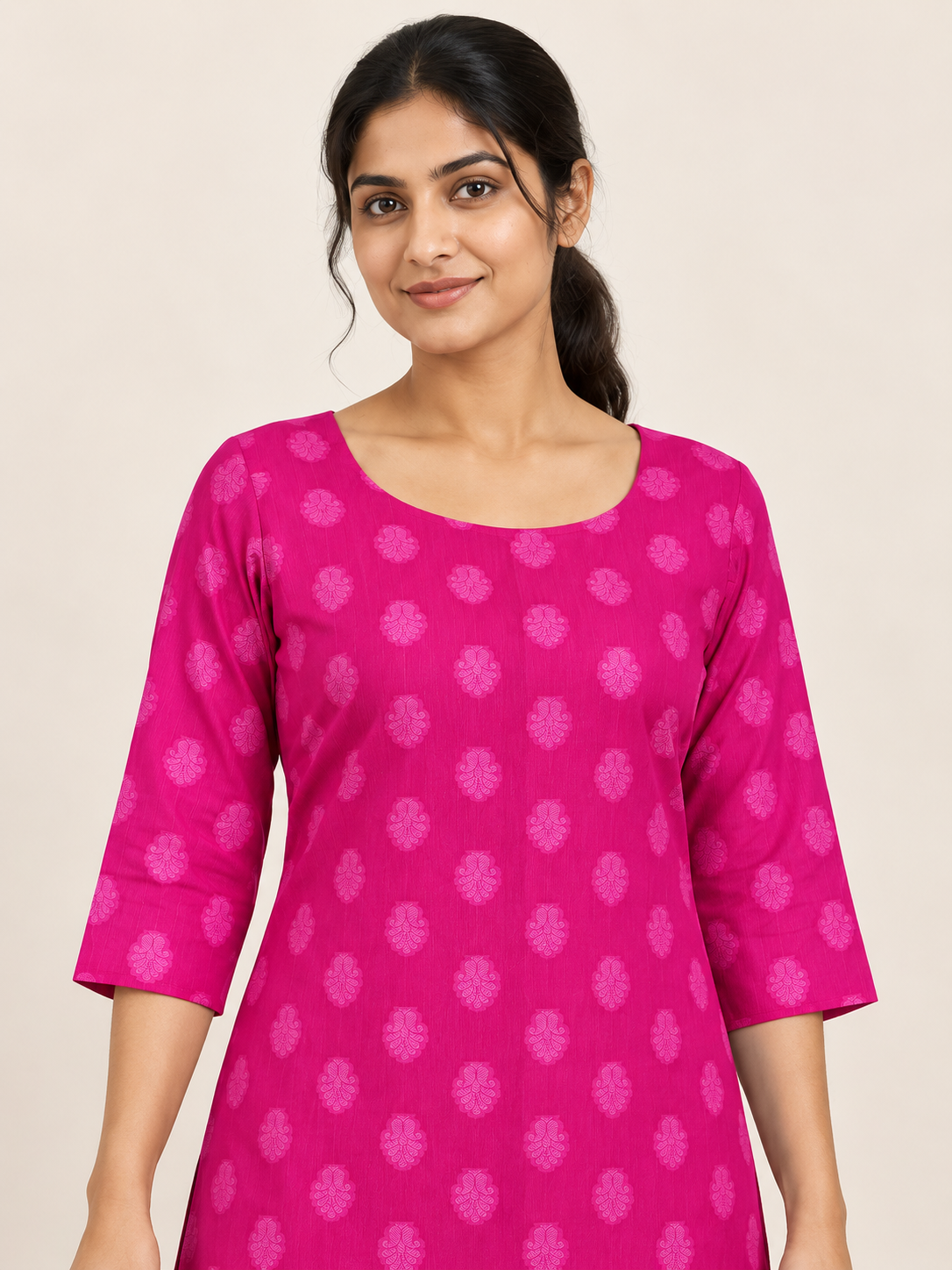 PINK NYLON STRAIGHTLINE KURTA FOR CASUAL WEAR