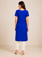 BLUE NYLON STRAIGHTLINE KURTA FOR CASUAL WEAR