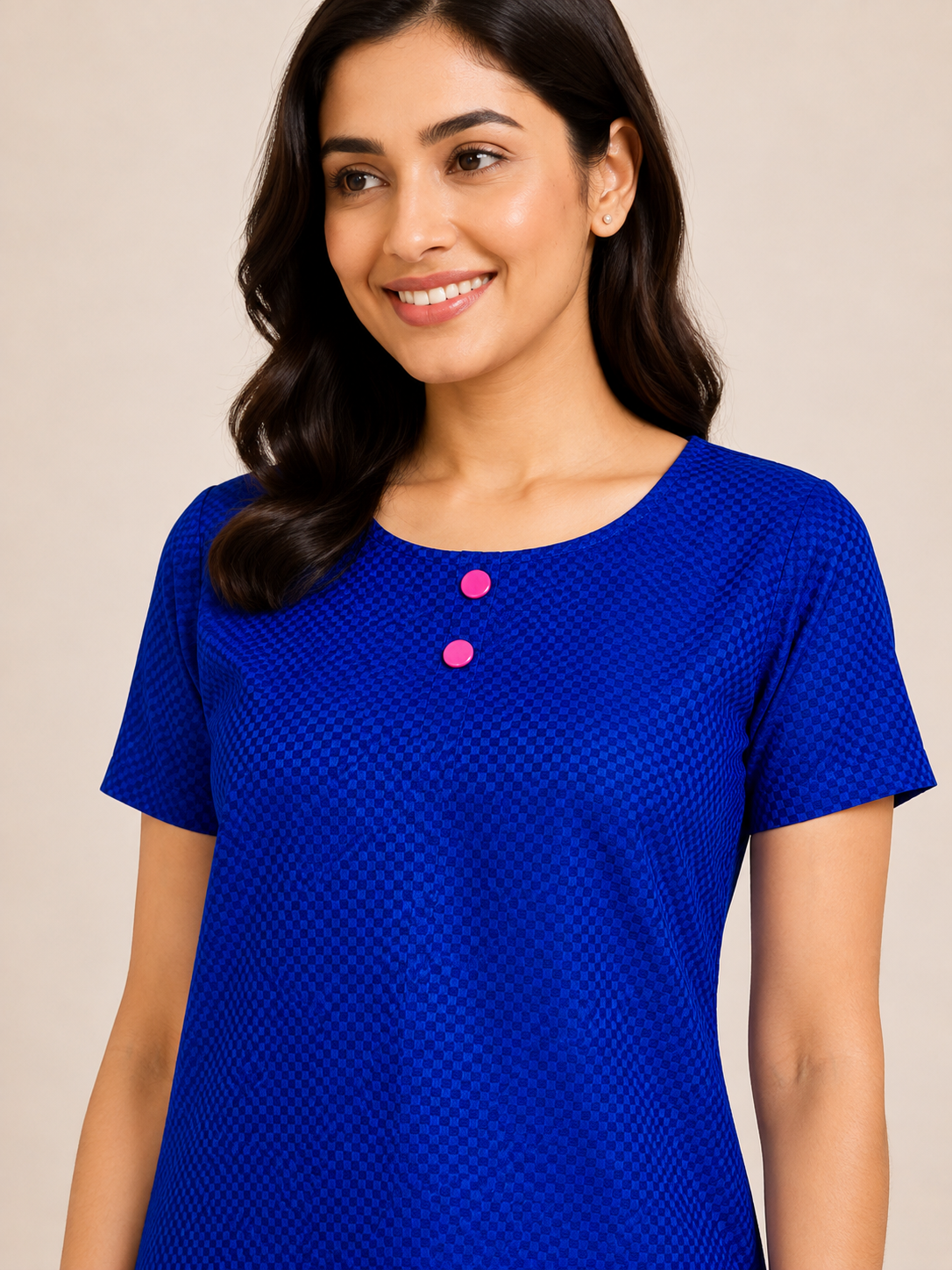 BLUE NYLON STRAIGHTLINE KURTA FOR CASUAL WEAR
