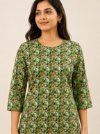 GREEN NYLON STRAIGHT LINE KURTA FOR CASUAL WEAR