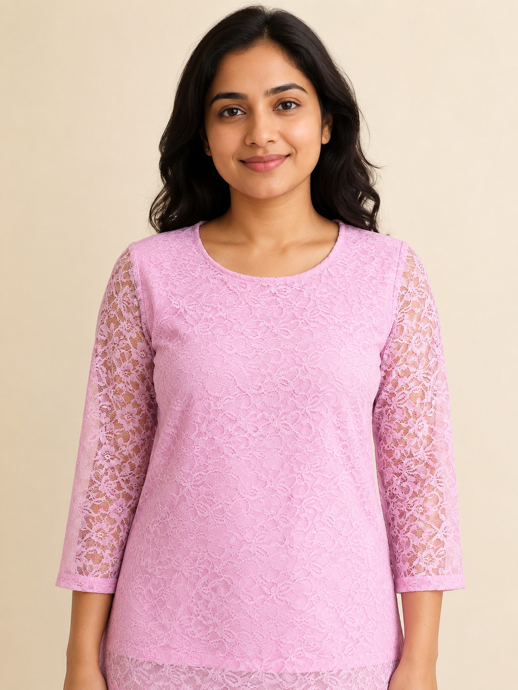 PINK NYLON STRAIGHTLINE KURTA FOR CASUAL WEAR