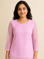 PINK NYLON STRAIGHTLINE KURTA FOR CASUAL WEAR