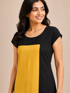 BLACK NYLON STRAIGHTLINE KURTA FOR CASUAL WEAR