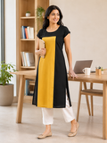 BLACK NYLON STRAIGHTLINE KURTA FOR CASUAL WEAR