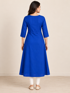 BLUE NYLON STRAIGHTLINE KURTA FOR CASUAL WEAR