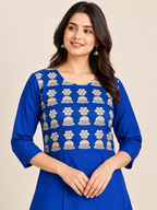BLUE NYLON STRAIGHTLINE KURTA FOR CASUAL WEAR