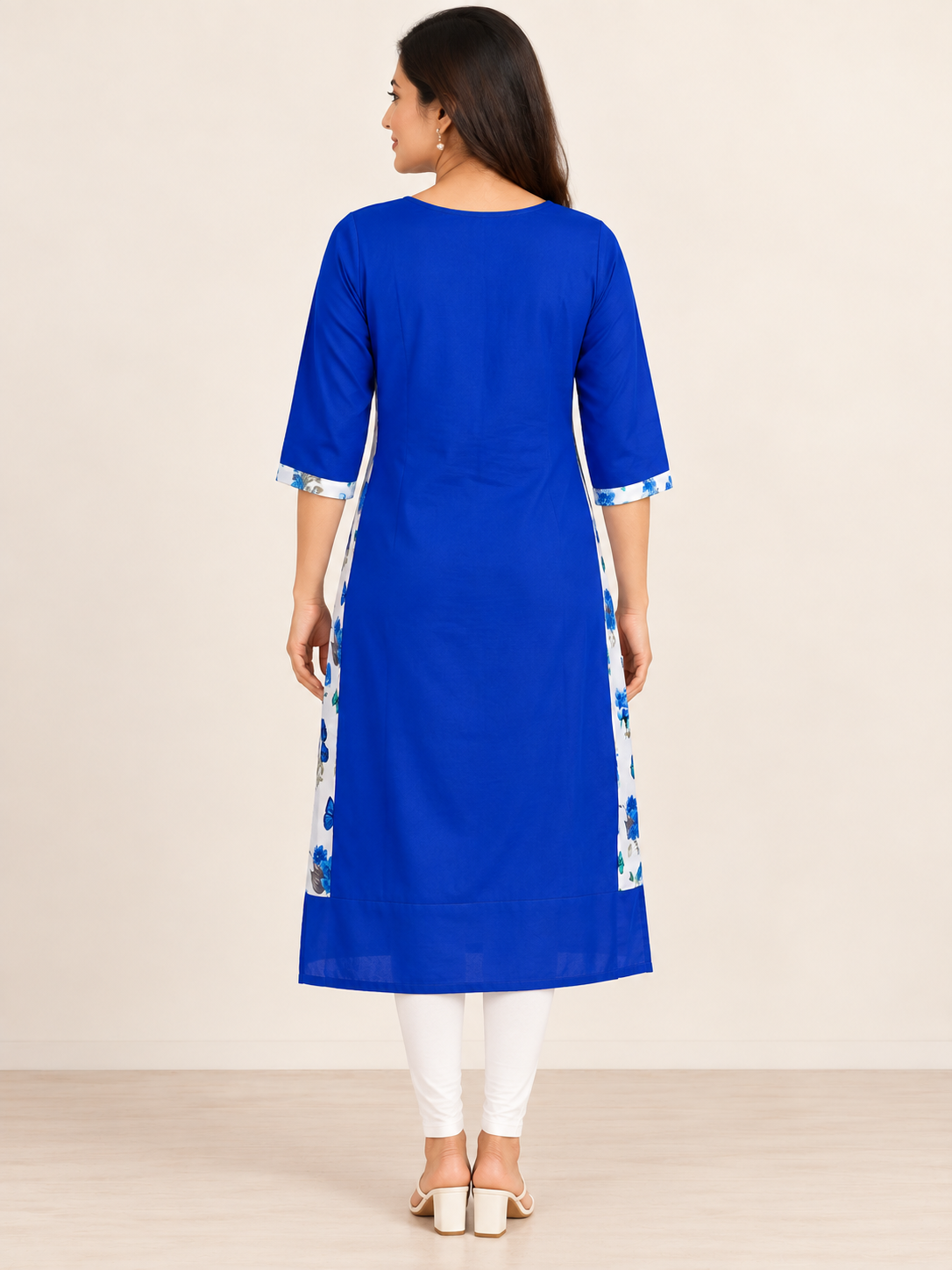 BLUE NYLON STRAIGHTLINE KURTA FOR CASUAL WEAR