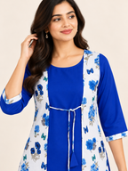 BLUE NYLON STRAIGHTLINE KURTA FOR CASUAL WEAR