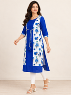 BLUE NYLON STRAIGHTLINE KURTA FOR CASUAL WEAR