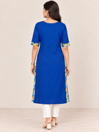BLUE NYLON STRAIGHTLINE KURTA FOR CASUAL WEAR