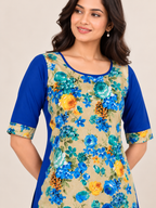 BLUE NYLON STRAIGHTLINE KURTA FOR CASUAL WEAR