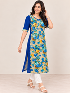 BLUE NYLON STRAIGHTLINE KURTA FOR CASUAL WEAR