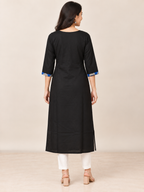 BLACK NYLON STRAIGHTLINE KURTA FOR CASUAL WEAR