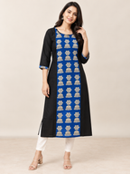 BLACK NYLON STRAIGHTLINE KURTA FOR CASUAL WEAR