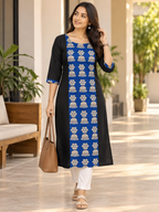 BLACK NYLON STRAIGHTLINE KURTA FOR CASUAL WEAR